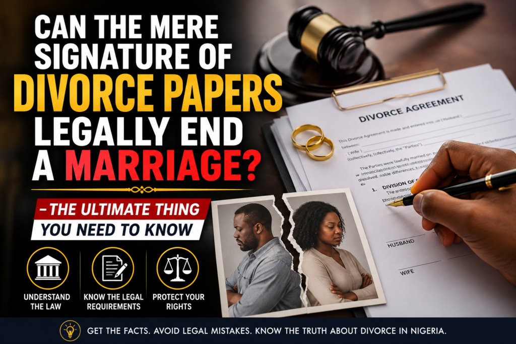 signature of divorce papers